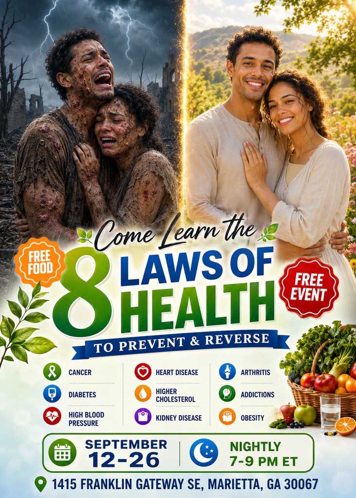 End-Time Revival 2026 invitation, back - the health message
